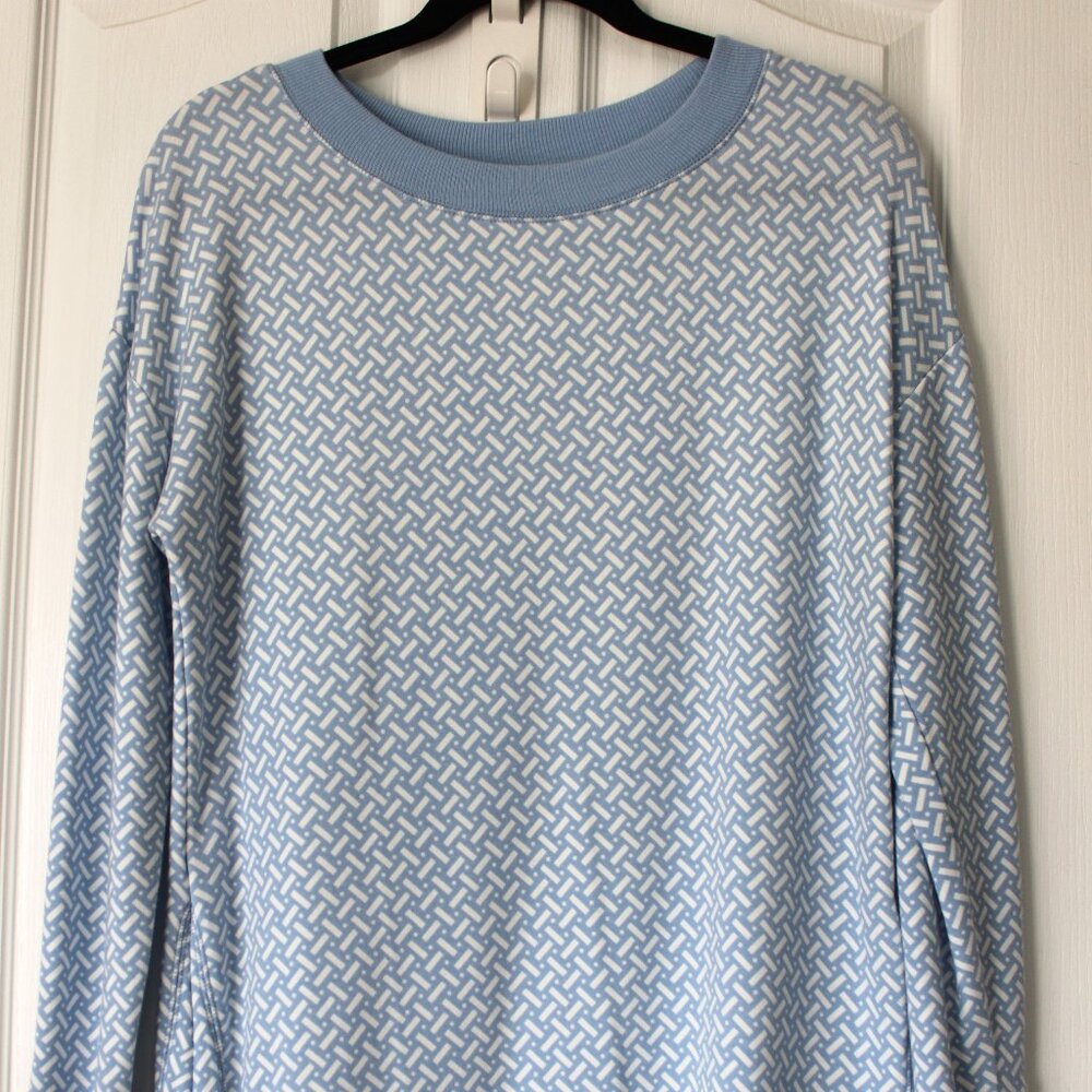 NWOT Talbots Light Blue Geometric Knit Top - Spring Coastal Style - M